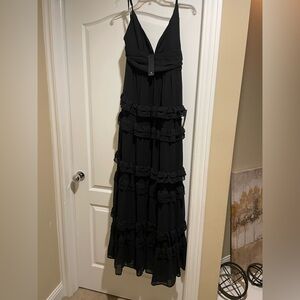 Lulus Elegant Black Tiered Ruffled Maxi Dress